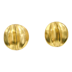 1970s Givenchy Modernist Three Dimensional Matte & Polished Gold Highlights Earrings, 2 Pieces