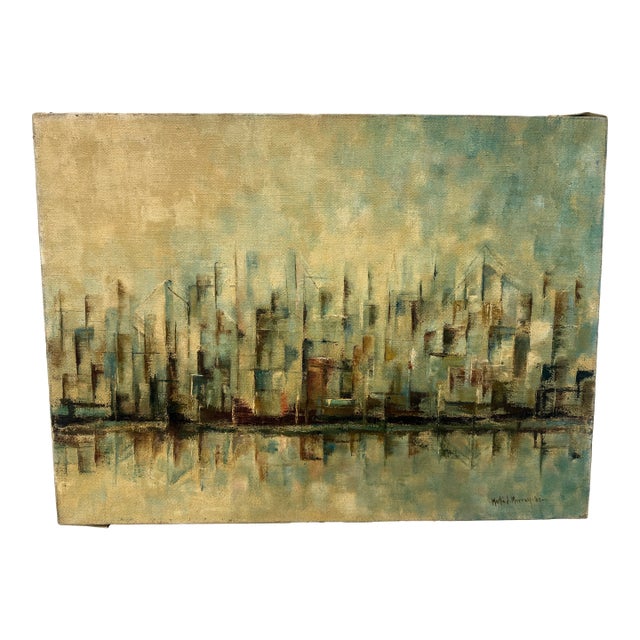 Martin J. Murray (Rhode Island, 1908–1997) Waterfront #2, Oil on Canvas, 1960 For Sale