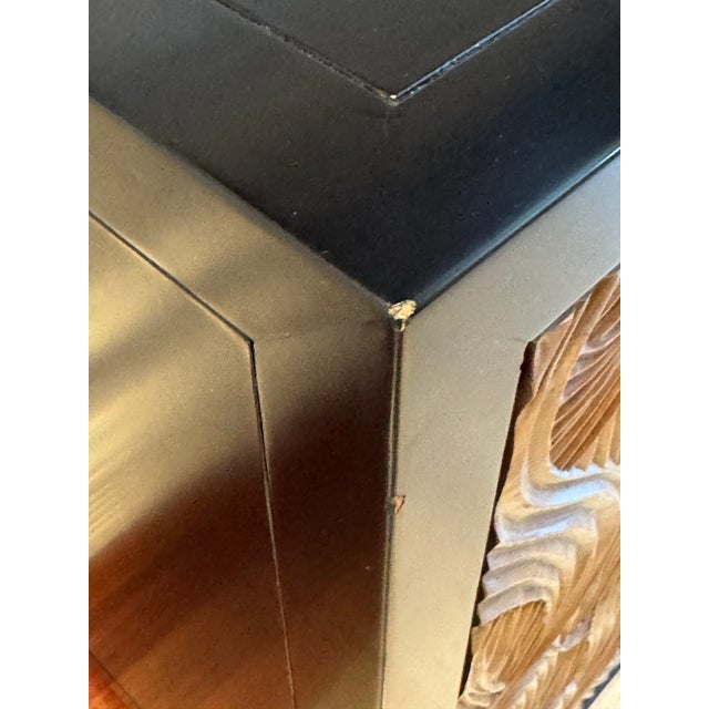 2010s Robert Kuo "Dragon Swirl" Bar Cabinet - Hand Repoussé Copper & Black Lacquer, Attributed For Sale - Image 5 of 17