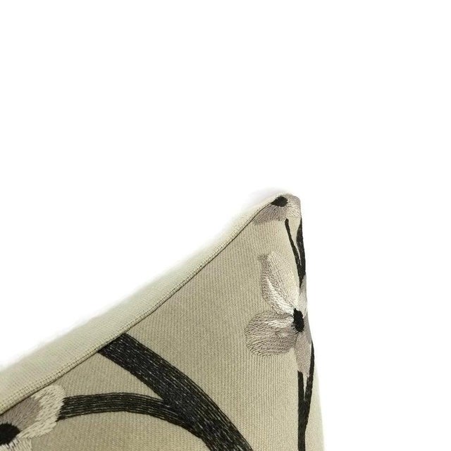 Juniata Gray Floral Embroidered Pillow Cover For Sale - Image 4 of 6