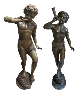 20th Century Bronze Nude Faun and Urban Scugnizzo Sculptures, Set of 2