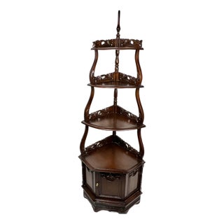 1940s Victorian Style Wooden 4 Tier Etagere For Sale