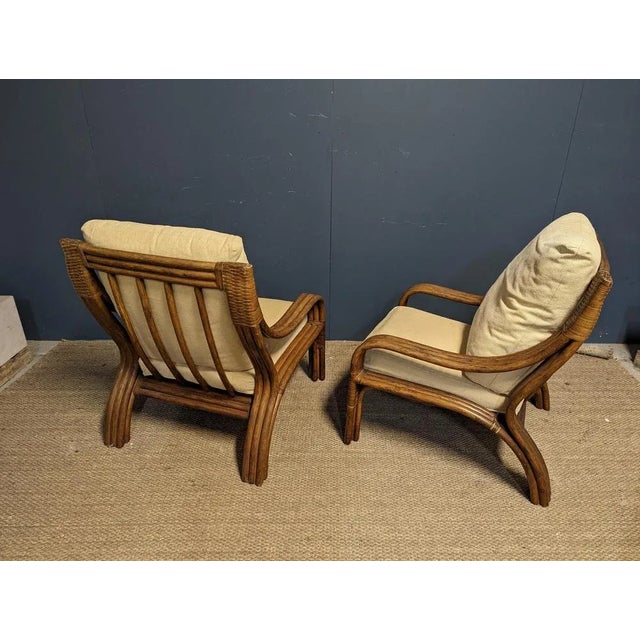 Rattan Lounge Chairs with Table, Set of 3 For Sale - Image 3 of 10