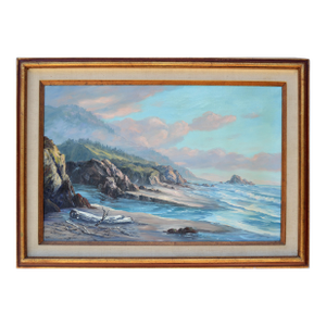Vintage Coastal Seascape in Oil on Canvas by Jac Falcraft