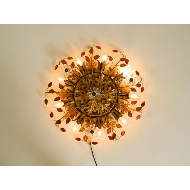 Gold Large Italian Gilt Ceiling Lamp in Glass by Banci Firenze, 1960s For Sale - Image 8 of 18