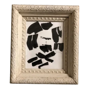 Original Contemporary Abstract Female Portrait Painting Ornate Vintage Frame