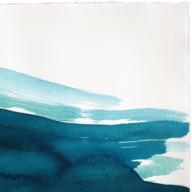 Contemporary Twilight Landscape 1 - Original Twilight Abstract Landscape Ink Painting on Linen Paper by Bettina Mauel For Sale - Image 3 of 5