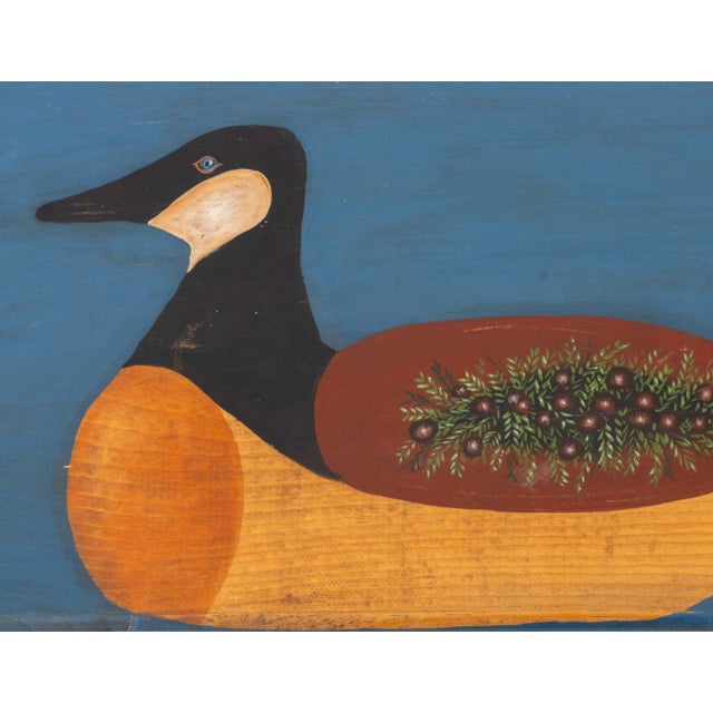 American Folk Art Goose and Floral Motifs Polychrome Painted Pine Footstool For Sale - Image 4 of 9