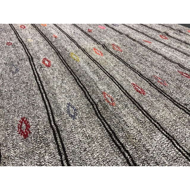 1960s Vintage Turkish Striped Design Handmade Wool Kilim Area Rug - 5′6″ × 6′6″ For Sale - Image 9 of 11