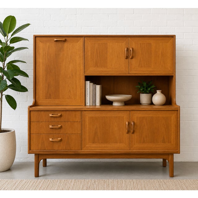 Rare + stunning Mid Century Modern China Cabinet / Highboard by G-Plan, c. 1960s. Perfect as a bar, china cabinet or wall...