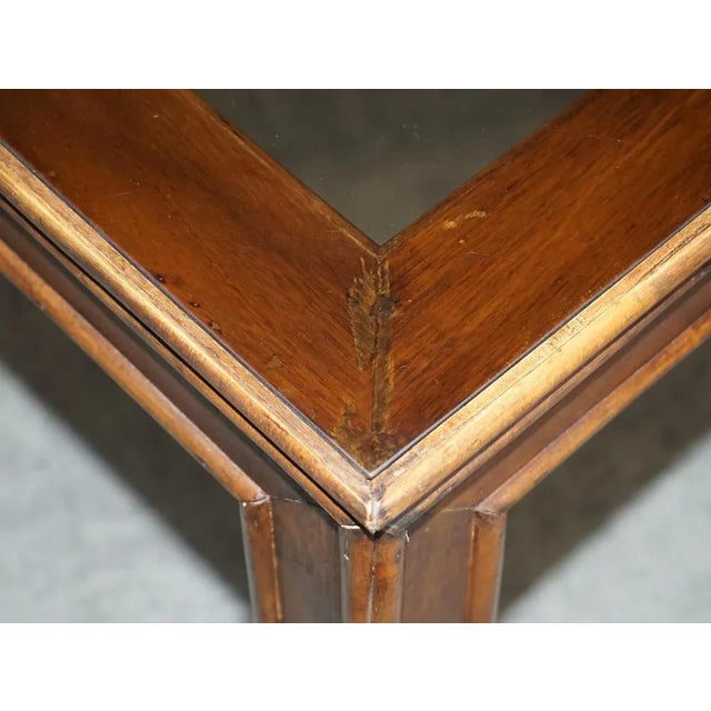 Chinese Chippendale Refectory Dining Table with Smoked Glass Table Top For Sale - Image 6 of 12
