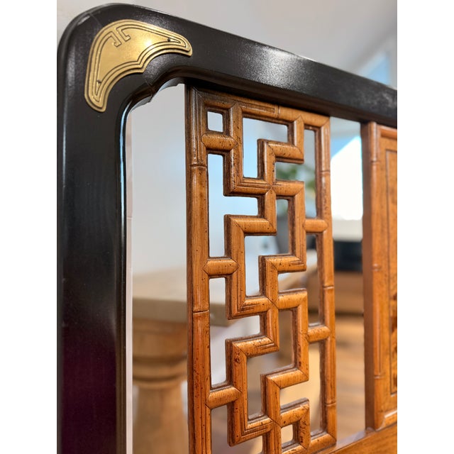 Vintage Bassett “Lotus Garden” Ebony & Pecan Bedroom Suite For Sale - Image 9 of 18