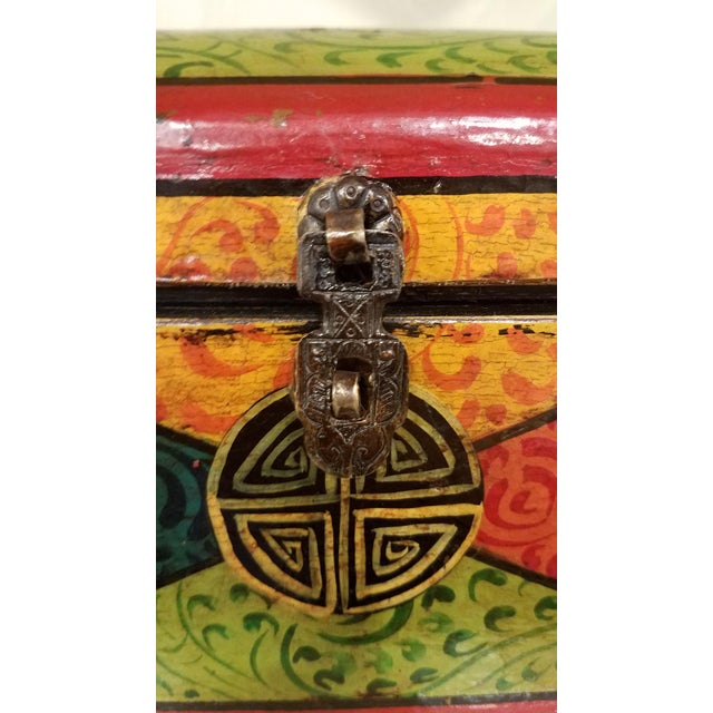 Asian 1970s Vintage Hand-Painted Tibetan Box For Sale - Image 3 of 4