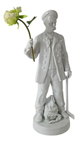 White Porcelain Statue of a Revolutionary with a Device for a Flag or Flower, 1950s