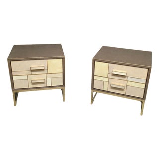 Bedside Table in Walnut and Stone-Effect Glass from Justfurnituress SRL For Sale
