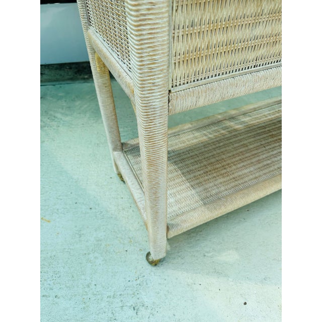Mid 20th Century Rattan Bar Cart by Henry Link For Sale In Miami - Image 6 of 10