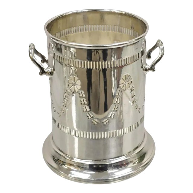 Vintage M. Bros English Edwardian Silver Plated Wine Champagne Bottle Coaster For Sale