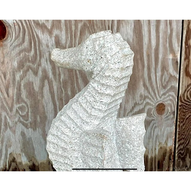 Vintage Monumental Coastal Carved Stone Sea Horse Sculpture For Sale - Image 12 of 12