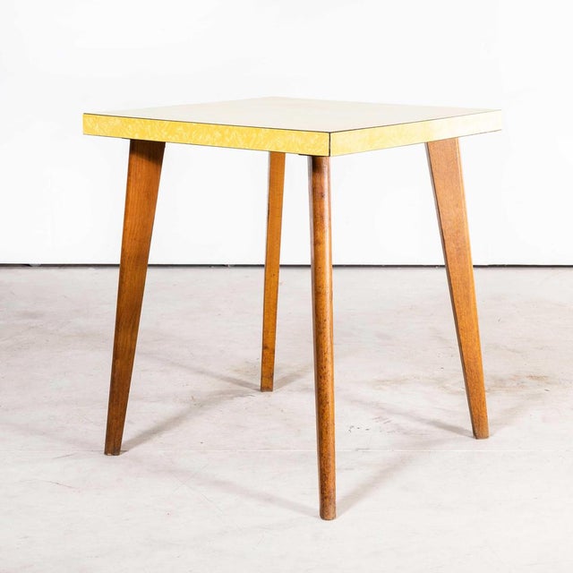 Yellow French Square Yellow Kitchen Dining Table, 1960s For Sale - Image 8 of 8