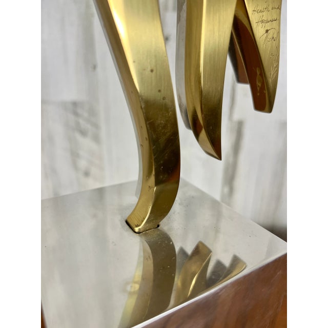 Silver 1980's Aluminum and Brass Sculpture by Michel For Sale - Image 8 of 13