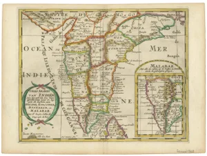 Map of Southern India and Malabar with Inset Map from Sanson, 1705