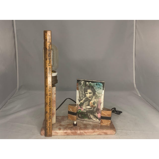 Early 20th Century Art Deco Marble Lamp with Flapper Photo Frame For Sale - Image 10 of 10