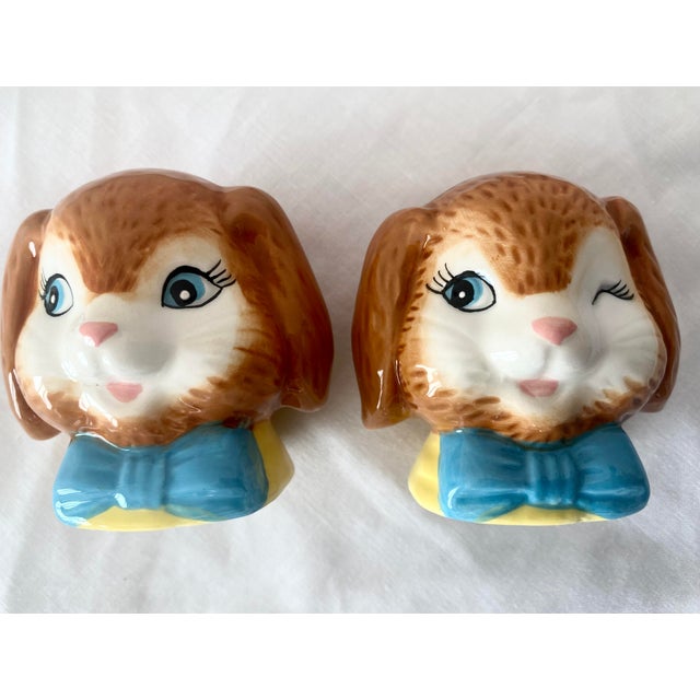 Whimsical Adorable Bunny Salt and Pepper Shakers Mint Condition. For Sale - Image 10 of 11