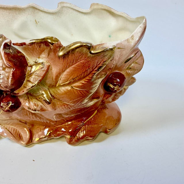 1940s Vintage Boho Chic Rustic Art Deco Ceramic Pomegranate Planter. For Sale - Image 6 of 15