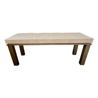 Karl Springer Style Faux Stone Coffee Table, Metal & Resin, Usa For Sale