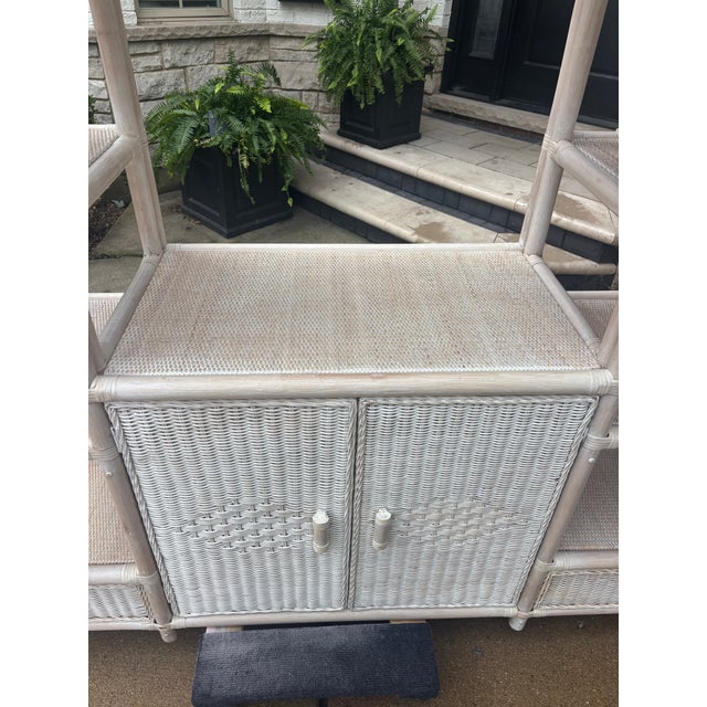 Ficks Reed Palm Beach Chic Wicker & Bamboo Etagere For Sale - Image 4 of 12