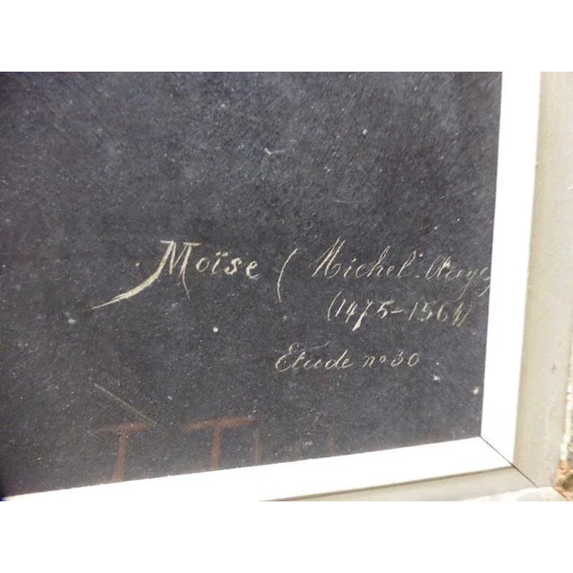 Gray Antique Portrait of Moses After Michelangelo For Sale - Image 8 of 9