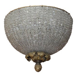 C.1890s Antique French Napoleon III Beaded Dome Chandelier - Large For Sale