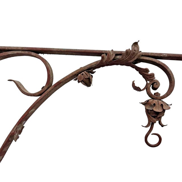 Pair of antique, late 19th century wrought iron canopy brackets. Antique canopy brackets are versatile architectural...