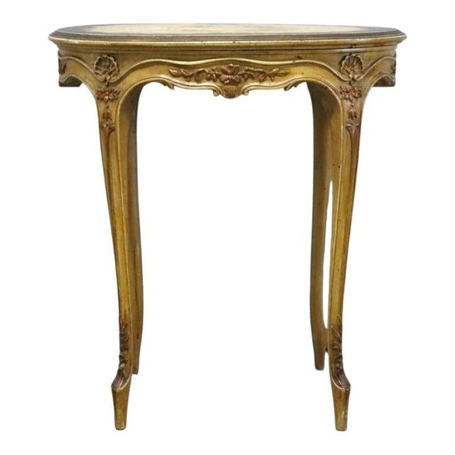 Pair of Antique Grand Rapids French Hand Painted Oval Side Tables For Sale - Image 9 of 18