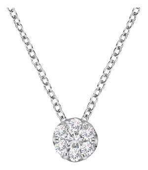 14K White Gold 1/4 Cttw Shared Prong Set Round-Ct Diamond 7 Stone Floral Cluster 18" Pendant Necklace (H-I Color, SI2-I1 Clarity)