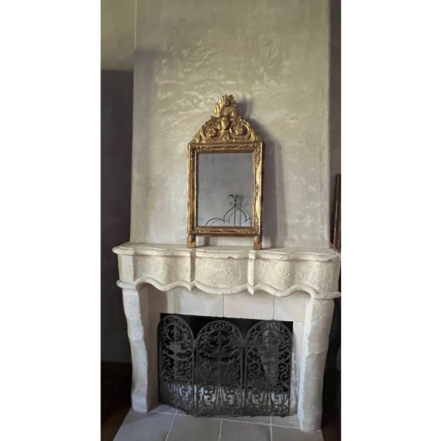 Gold 19th Century French Bridal Mirror W/ Carved Frame For Sale - Image 8 of 13