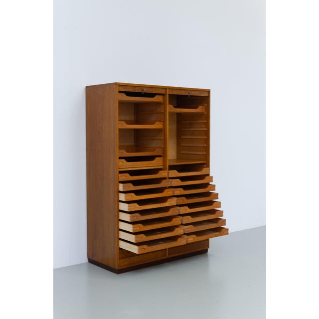 Danish Art Deco Oak Double Tambour Archive Cabinet, 1930s. For Sale - Image 11 of 18