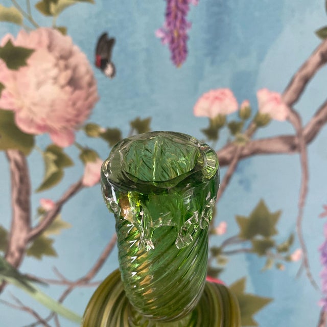 Late 20th Century Essie Zareh Green Blown Glass Candlesticks- a Pair For Sale In Pittsburgh - Image 6 of 11