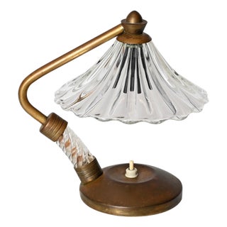 Bellflower Table Lamp in Murano Glass and Brass attributed to Ercole Barovier, Italy, 1940s For Sale
