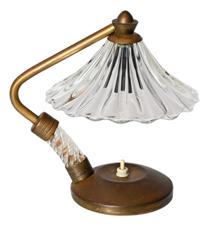 Bellflower Table Lamp in Murano Glass and Brass attributed to Ercole Barovier, Italy, 1940s
