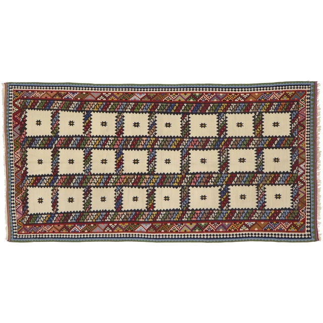Late 20th Century Vintage Persian Bijar Kilim Rug, 04'11 X 09'08 For Sale - Image 9 of 10