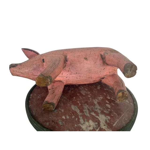 Folk Art Folk Art Carved and Painted Pig For Sale - Image 3 of 11