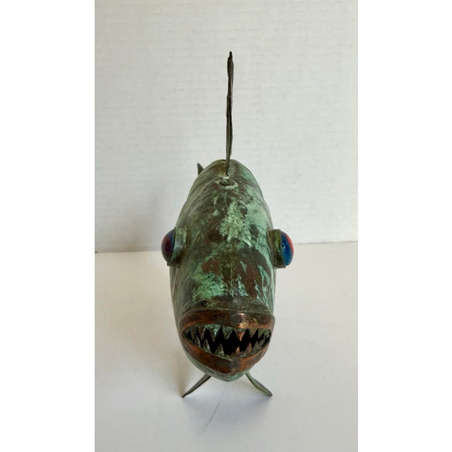Vintage Peruvian Articulated Brutalist Metal Fish Sculpture in the Style of Graziella Laffi For Sale - Image 4 of 12