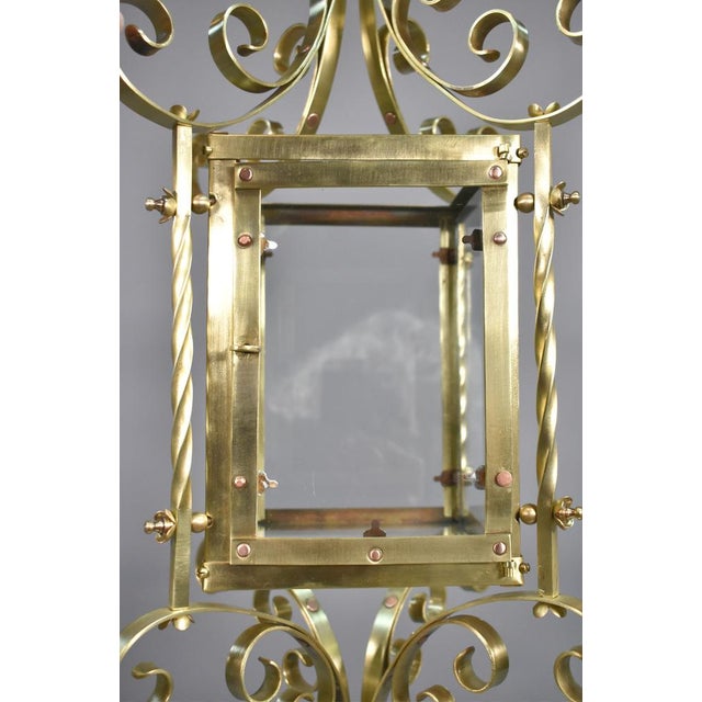 Large French Brass Lantern, 1920s For Sale - Image 14 of 18