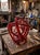 Red glass decorative sculpture The Love Knot by Onlylux, featuring an elegant interweaving of shiny glass canes. Height 20...