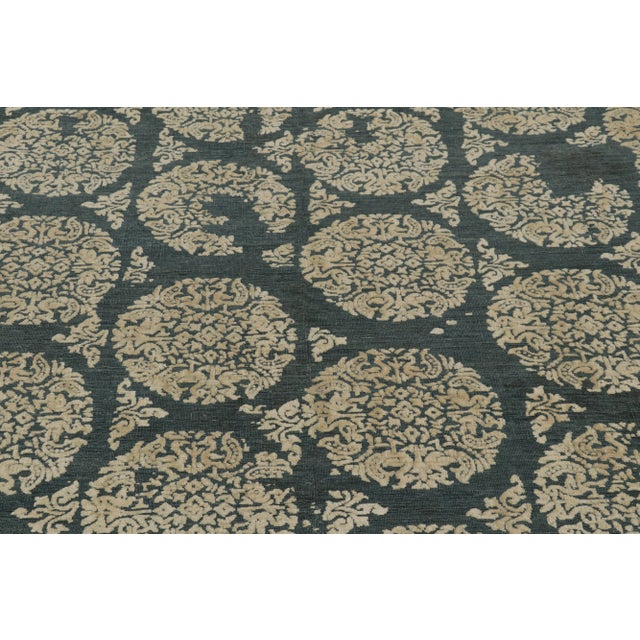 2010s Rug & Kilim's Modern Abstract Rug in Obscured Cream Circles on Forest Teal For Sale - Image 5 of 8