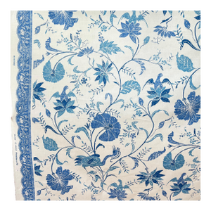 14.63 yards Brunschwig & Fils “Batik” with border in “Pacific” colorway // heavy cotton upholstery decorator fabric // decorator fabric