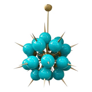 21st Century Tiffany Blue Murano Pinocchio Chandelier by Fabio LTD For Sale