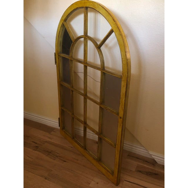 Wood Vintage Corner Cabinet Door Wall Decor Custom Finished in Distressed Yellow Finish For Sale - Image 7 of 13