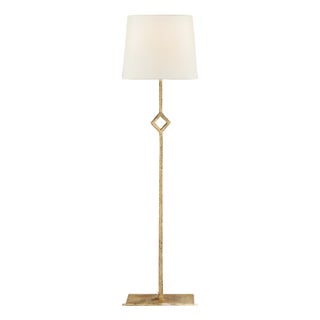 Visual Comfort Signature Cranston Buffet Lamp in Gilded Iron with Linen Shade For Sale
